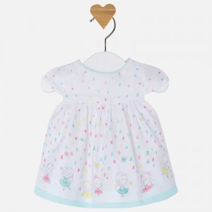 Rochie fetita saten cu imprimeu Mayoral 1806PV18ALBA